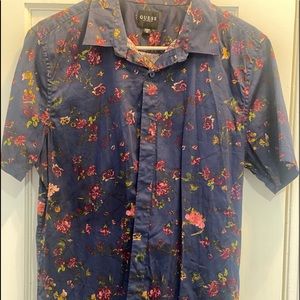 Mens M Blue Floral Shirt
